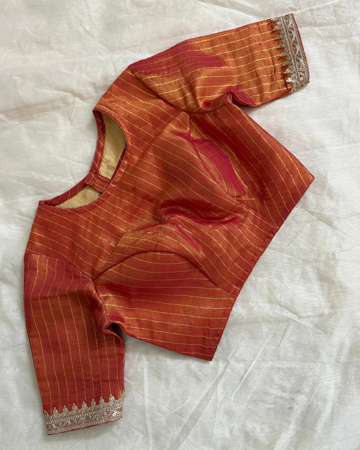 Orange stripes blouse