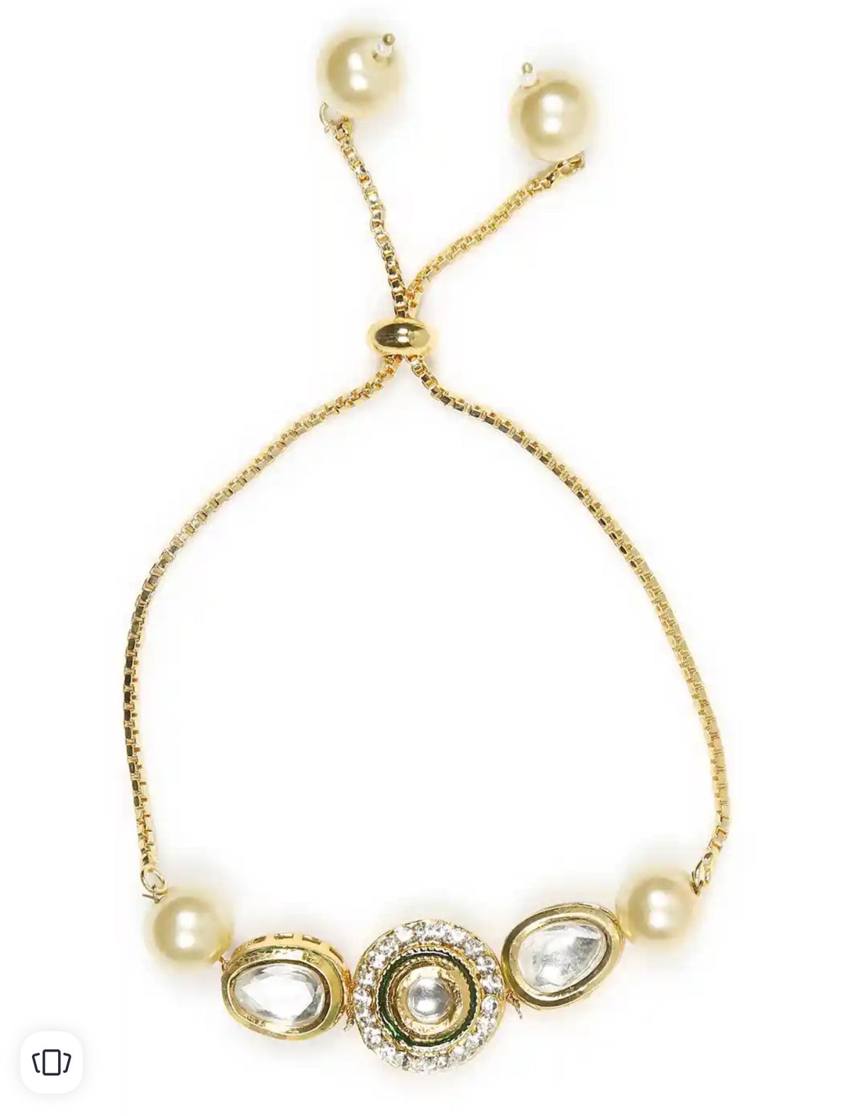 Gold plated white brass kundan charm bracelet