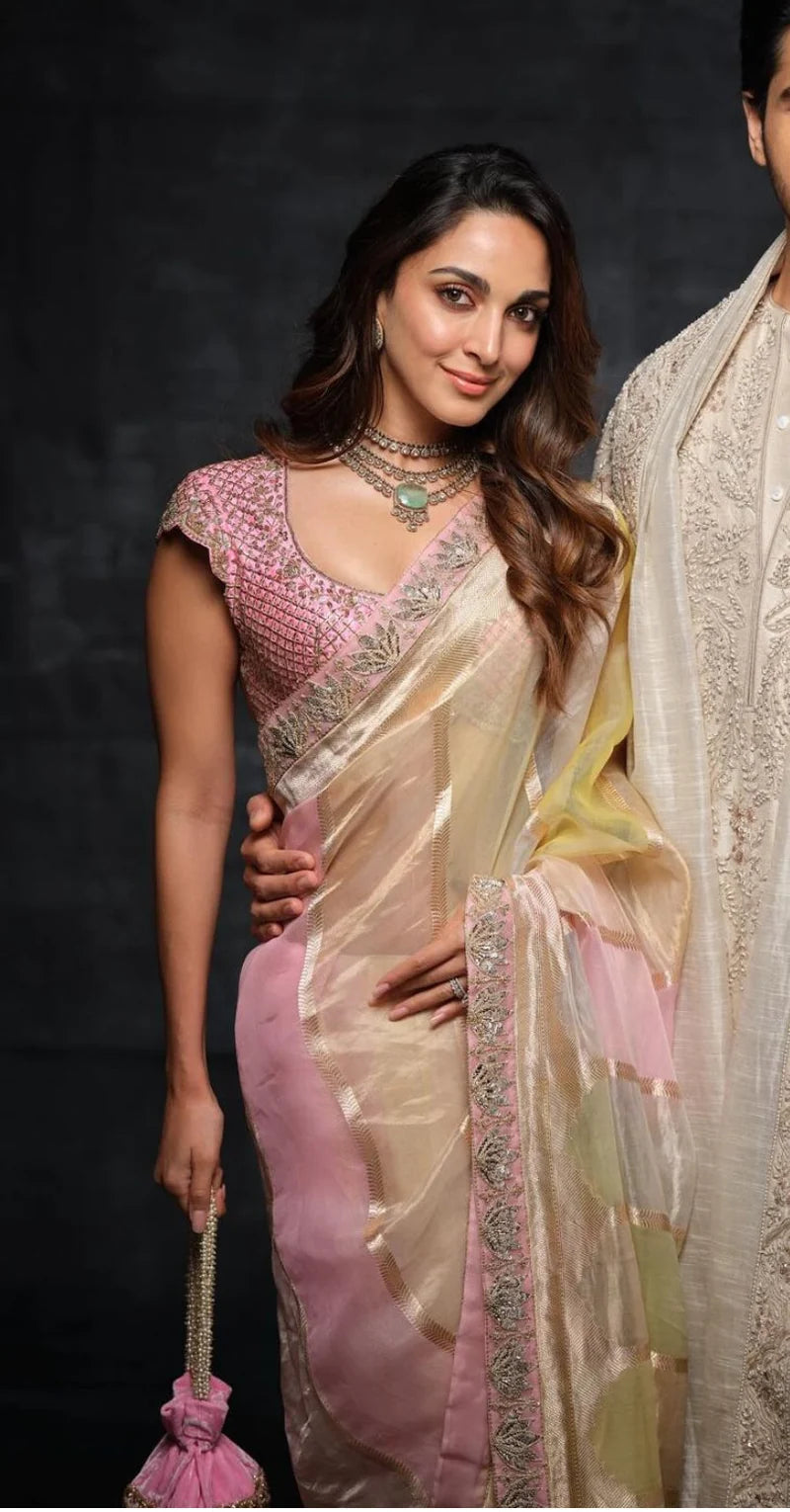 Kiara Advani inspired tissue rangkat saree