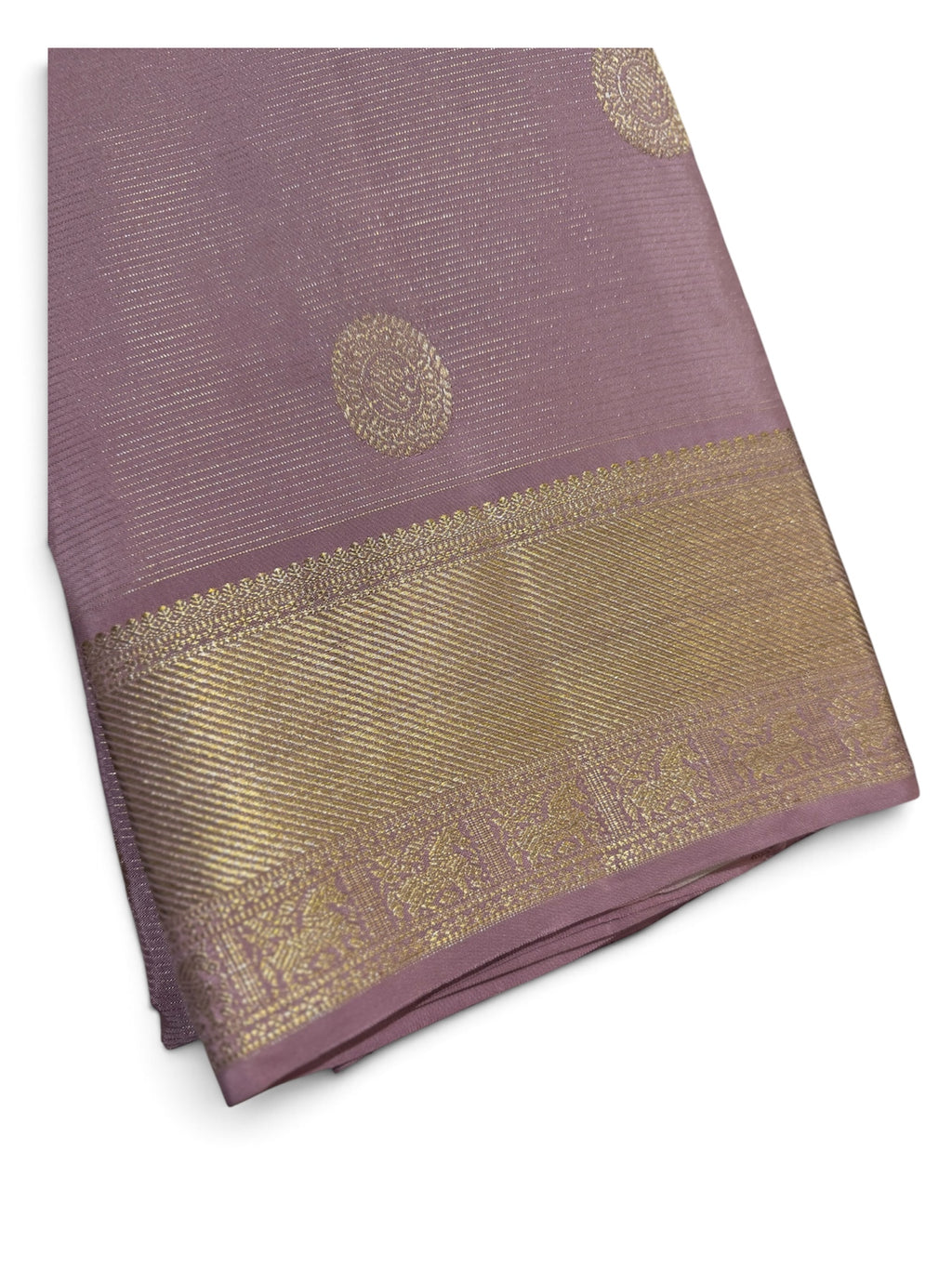 Kanchipuram Silk Saree In Purple Along
Stripes With Buttas