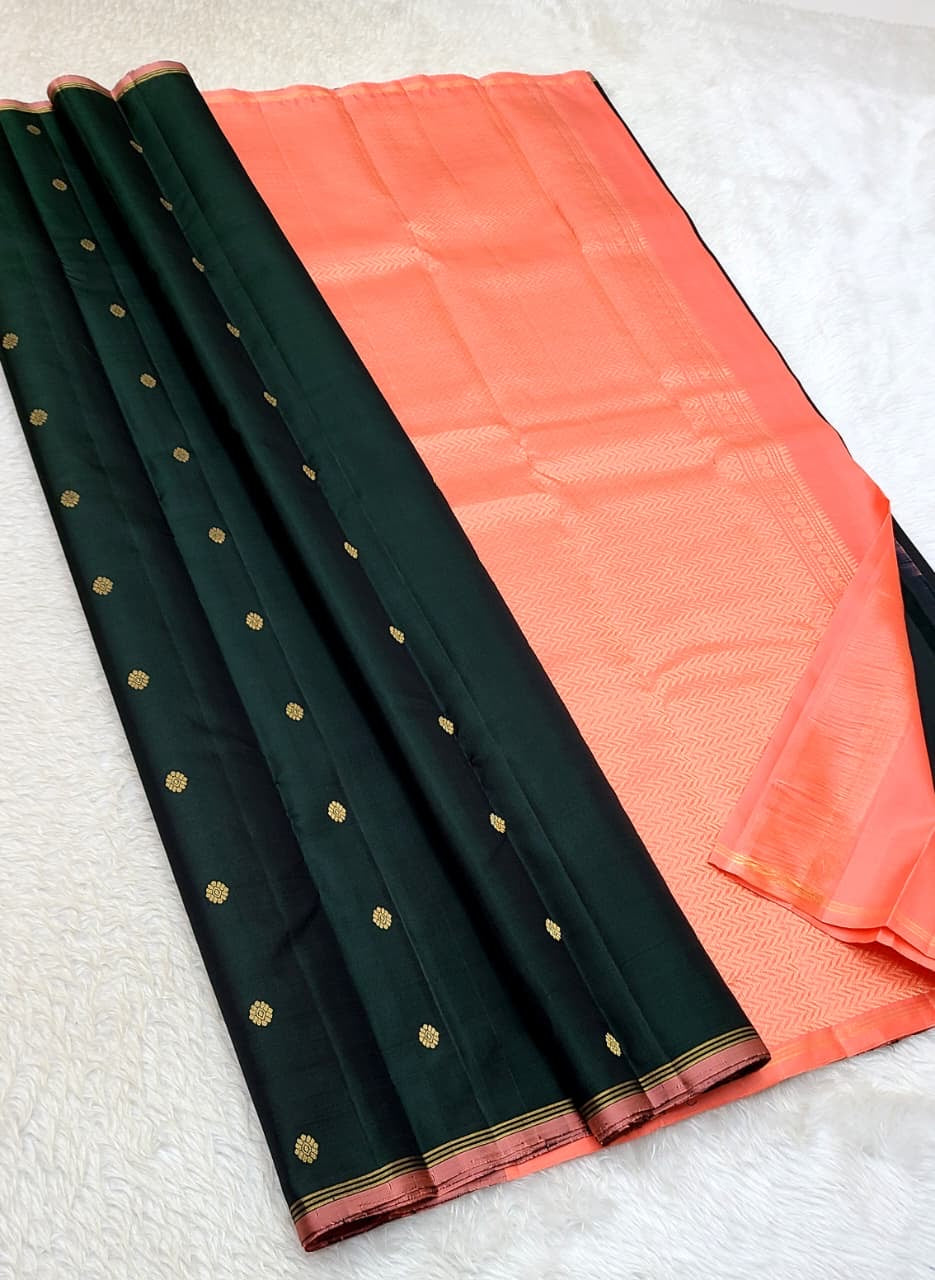 Pure Kanchipuram Handloom All Over Buttas Soft Silk Saree