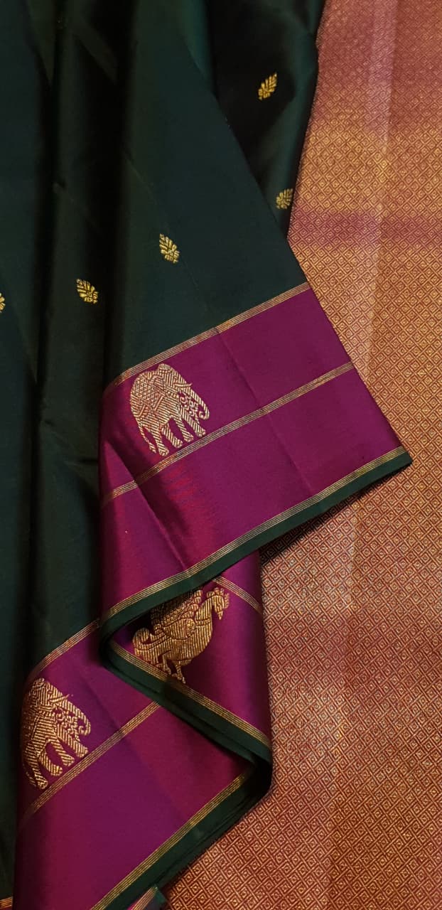 Pure kanchipuram silk sarees handwoven with 2g pure jari vintage collection