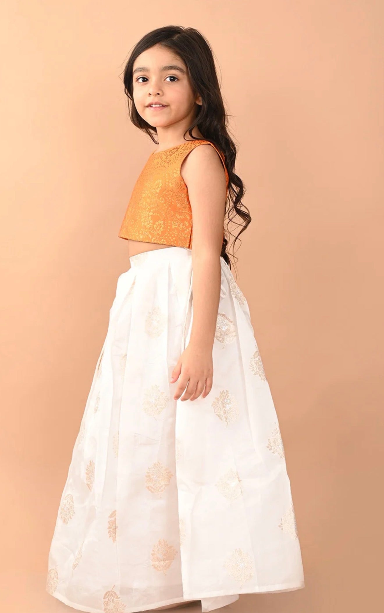 Girls woven design ready to wear lehenga and blouse 4-5y