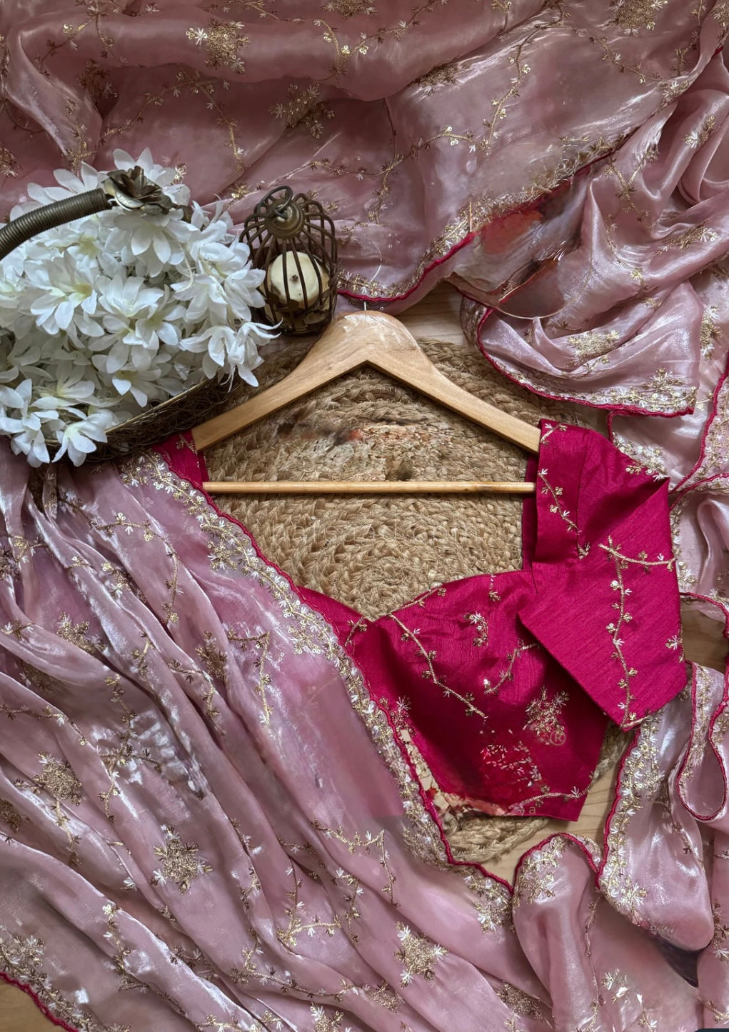 Satin organza saree
