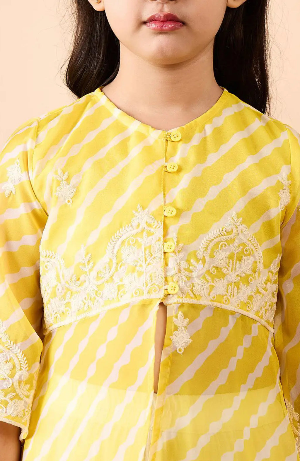 Girls Leheriya printed regular Kurti with trousers