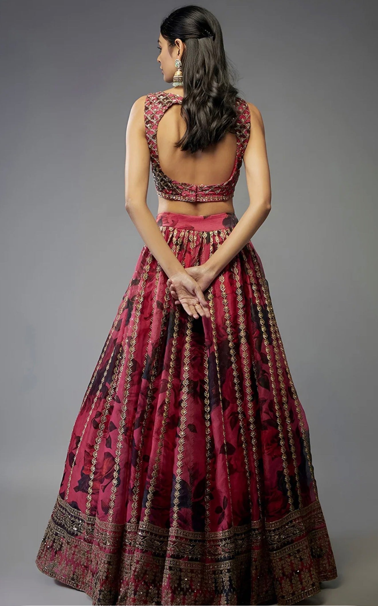 Printed Sequinned Semi-Stitched Lehenga & Unstitched Blouse With Dupatta              Size: SEMI-STITCHED (ONESIZE)