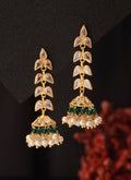 24K Gold Plated Zircon Studded Pearl Beaded Jhumkas
