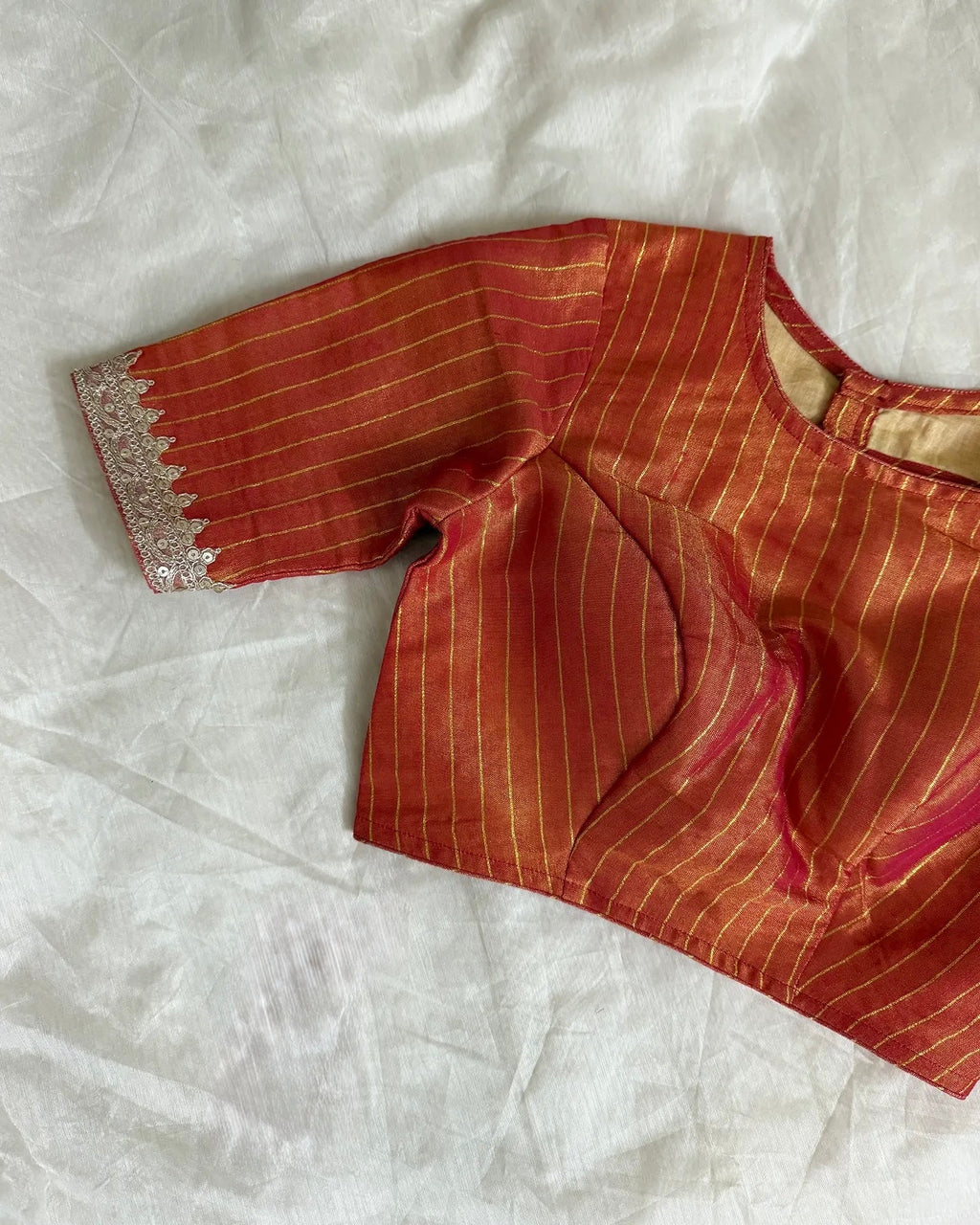 Orange stripes blouse