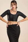 Stretchable Black Silk Round FlexiFit Padded Readymade Saree Blouse