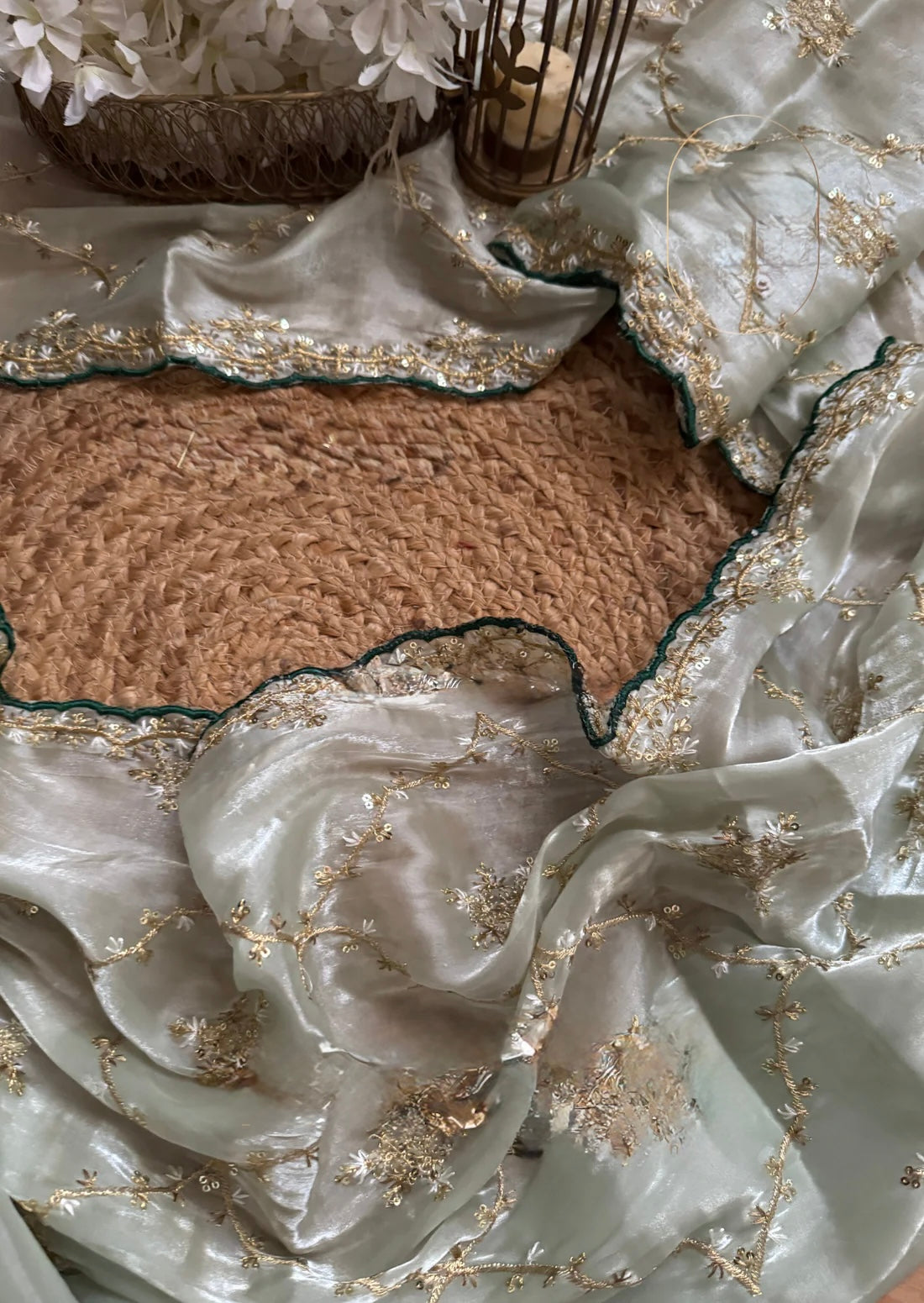 Satin organza saree