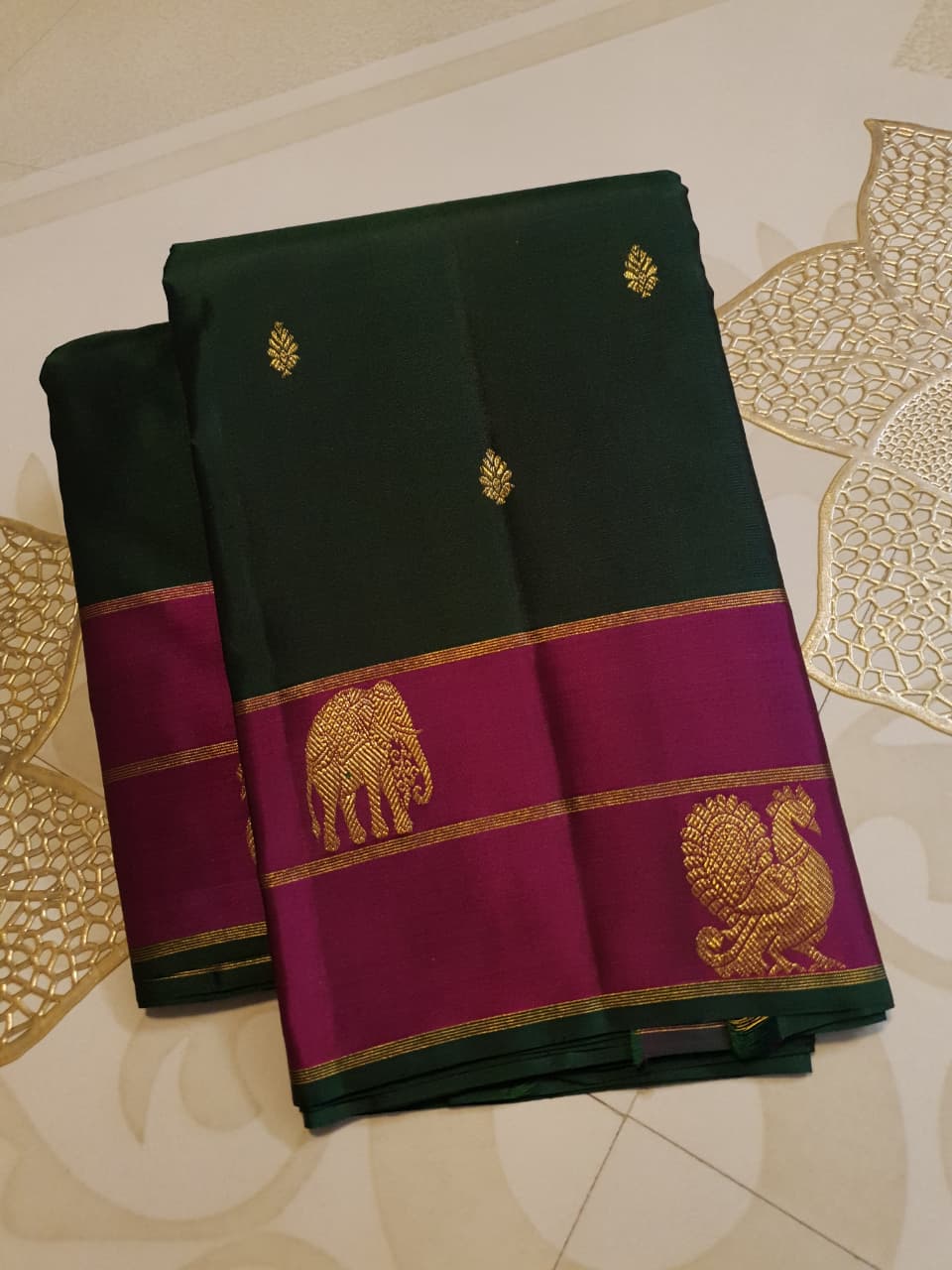 Pure kanchipuram silk sarees handwoven with 2g pure jari vintage collection