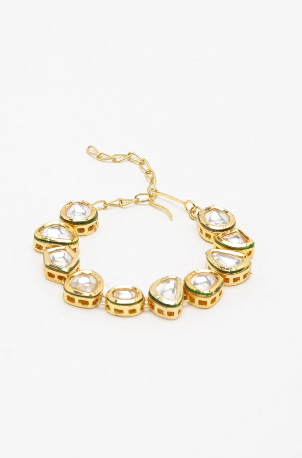 Gold Toned Kundan Charm Baracelet