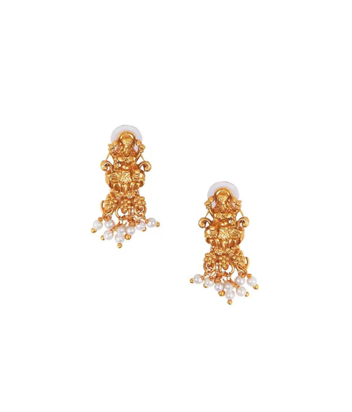 Gold-Plated Stone Studded & Beaded Lakshmi Goddess Temple Jewellery Set
