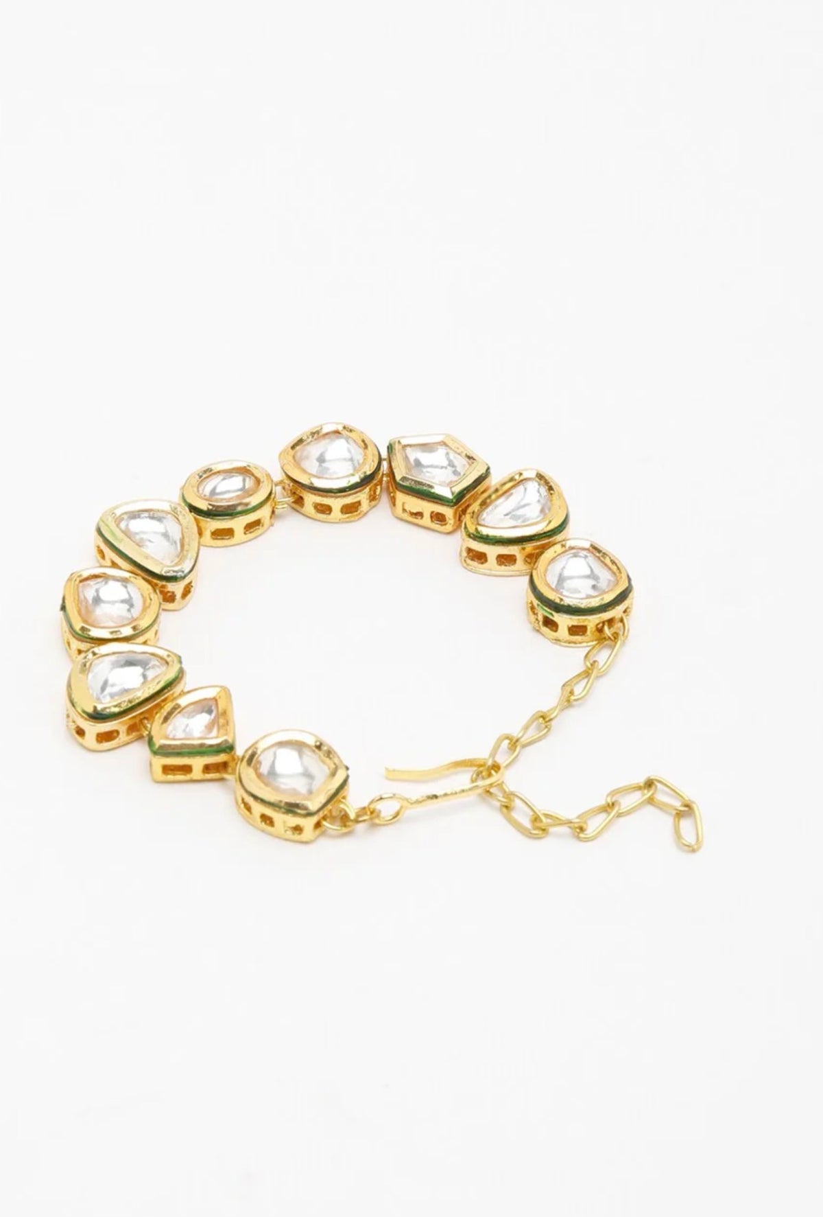 Gold Toned Kundan Charm Baracelet