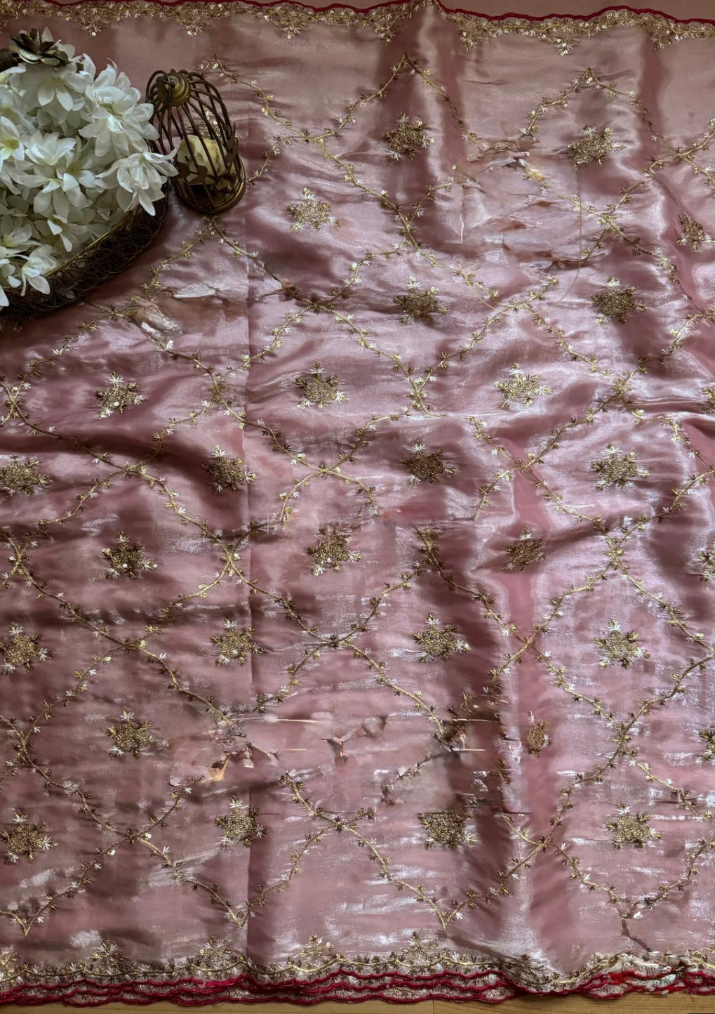 Satin organza saree