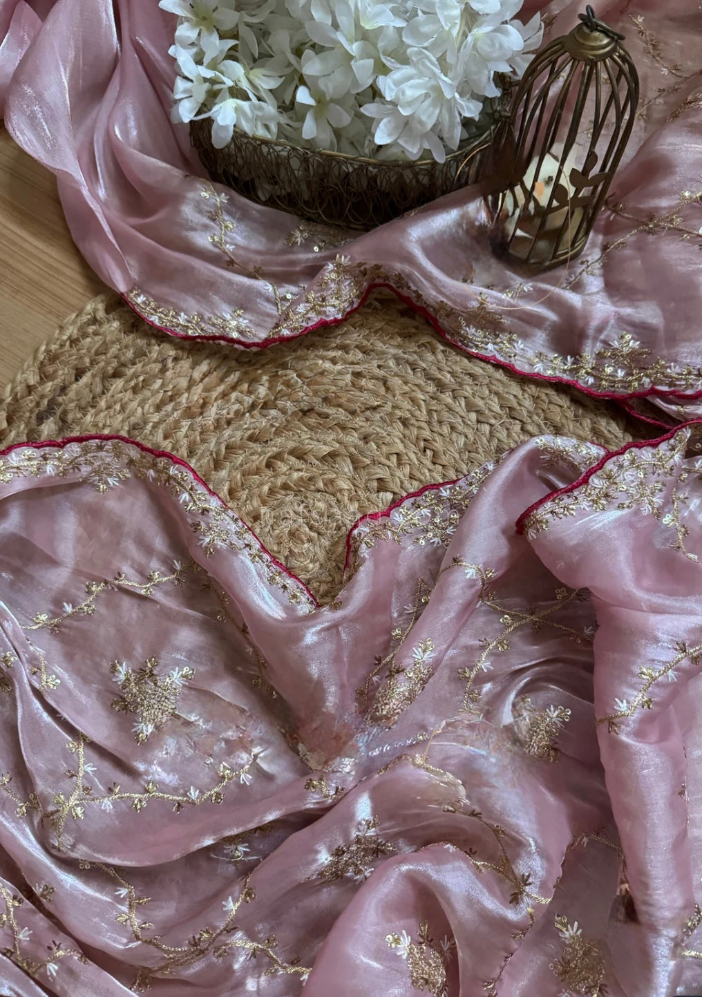 Satin organza saree