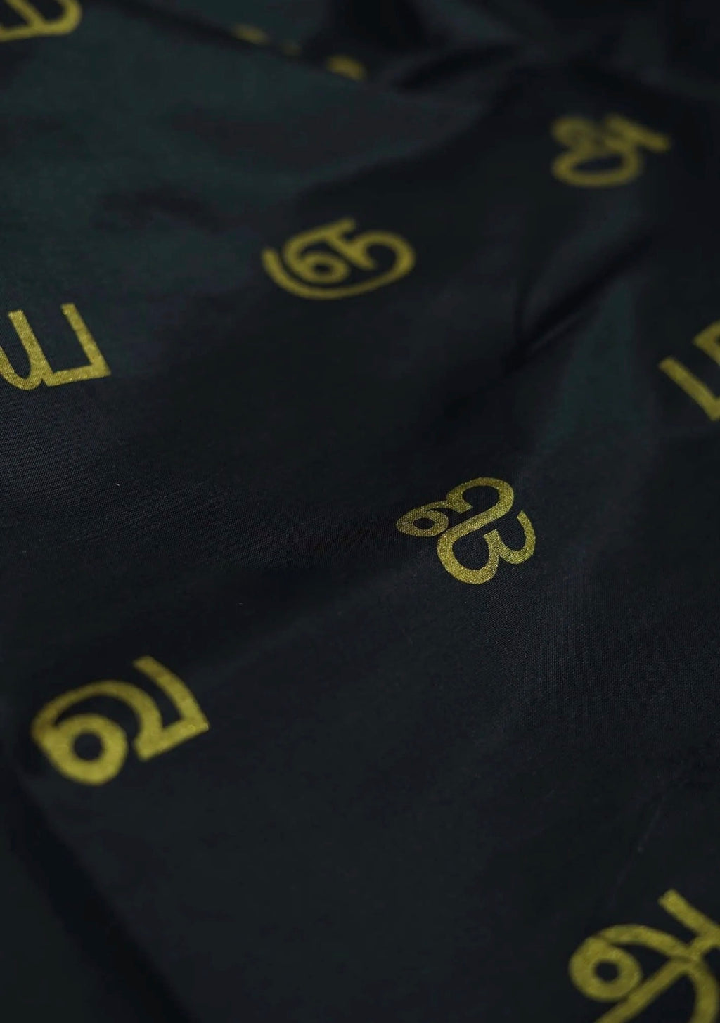 Deep Black - Tamizh Letters Handblock Printed Bamboo Cotton Double
Blouse Combo