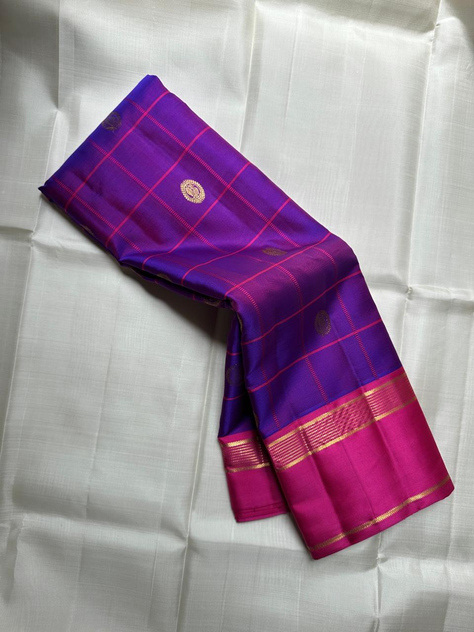 Pure kanchipuram handloom silk sarees with contrast pallu and blouse

Silk mark