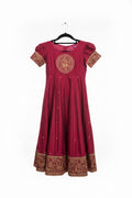 Mandala Printed Placement With Peacock Printed Border Anarkali Magenta
