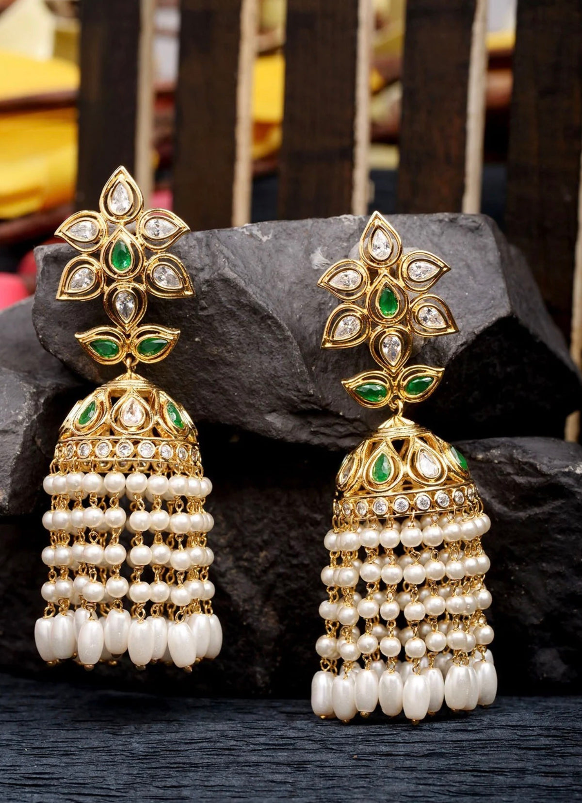 Gold-Toned Dome Shaped Jhumkas Earrings
