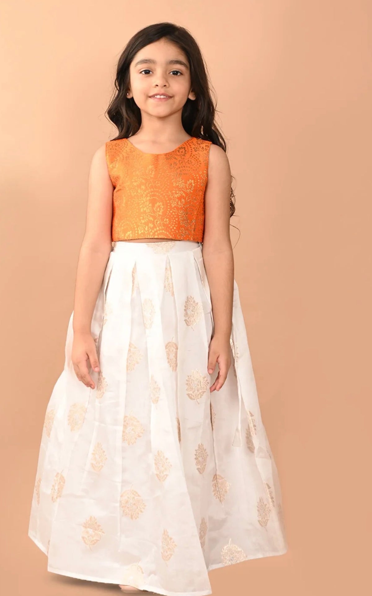 Girls woven design ready to wear lehenga and blouse 4-5y