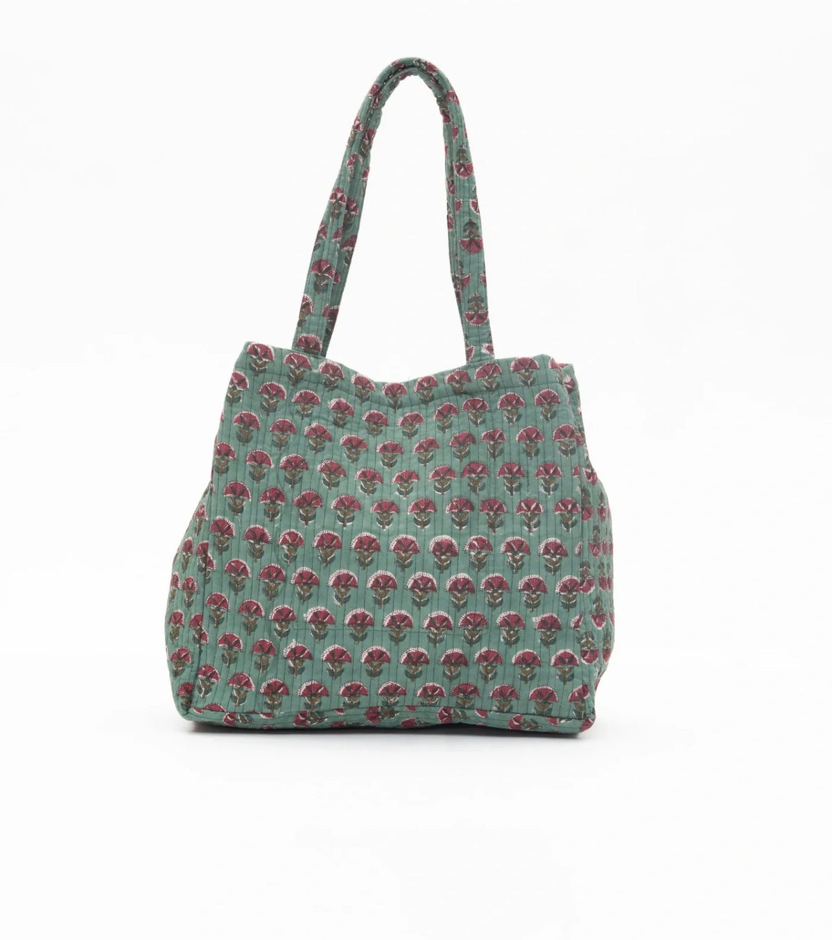 Handmade Tote Bag With Printed Motifs With Button (14"H X 17"W X 8"D)
