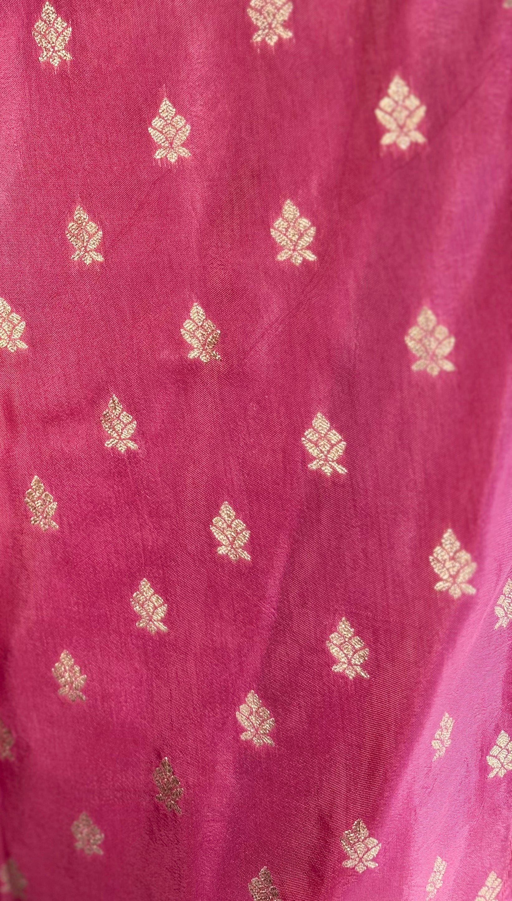 Pink pure chinnon crape silk Saree