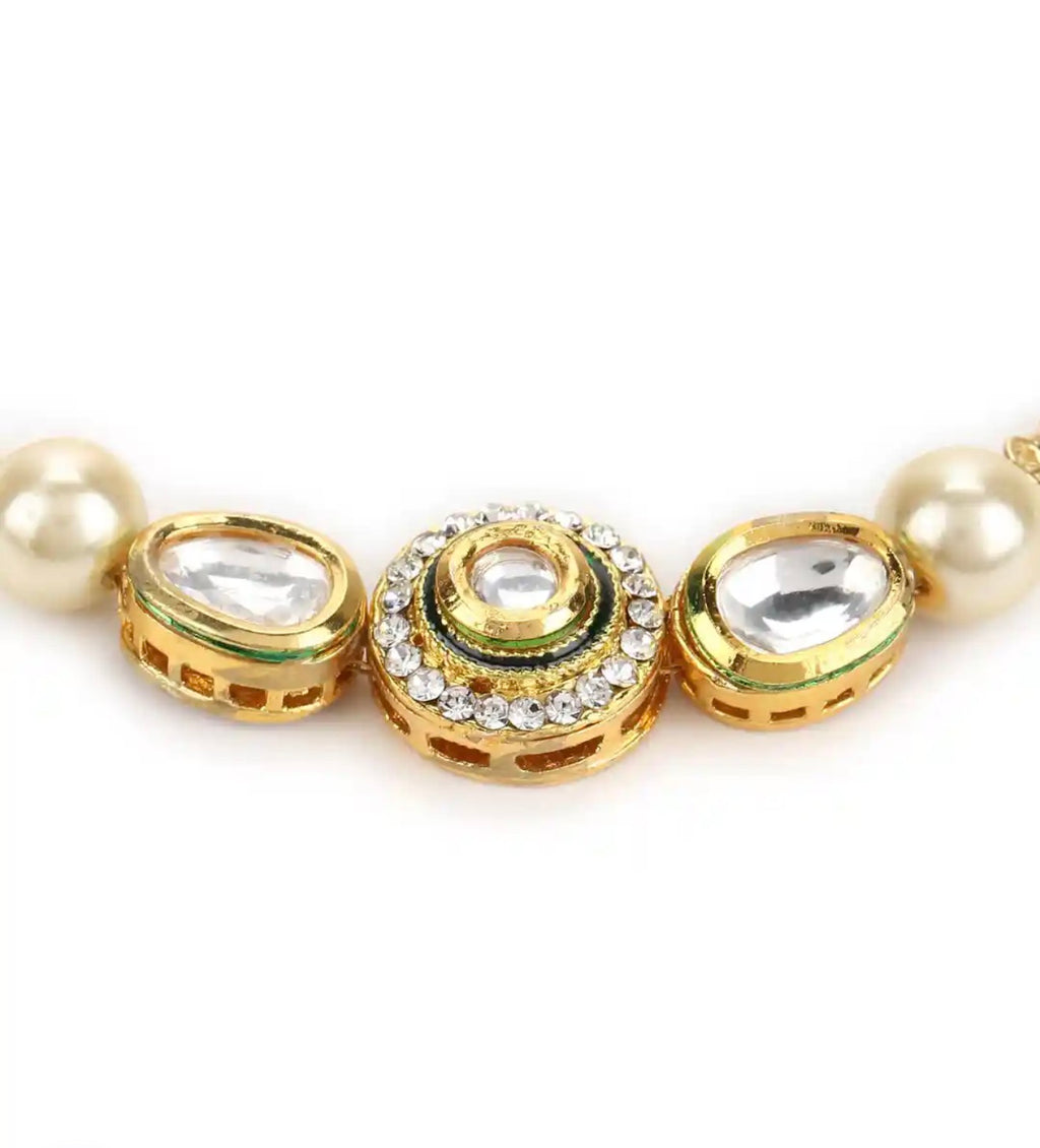 Gold plated white brass kundan charm bracelet