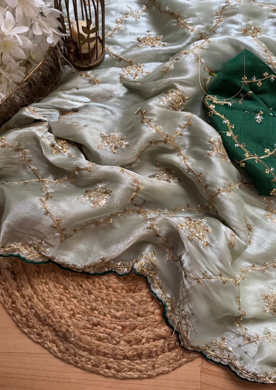 Satin organza saree