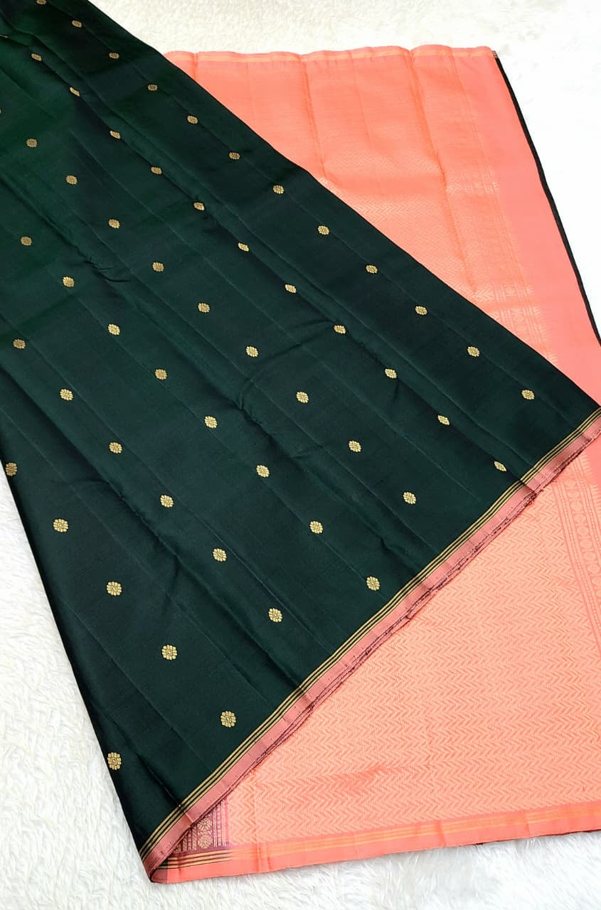 Pure Kanchipuram Handloom All Over Buttas Soft Silk Saree