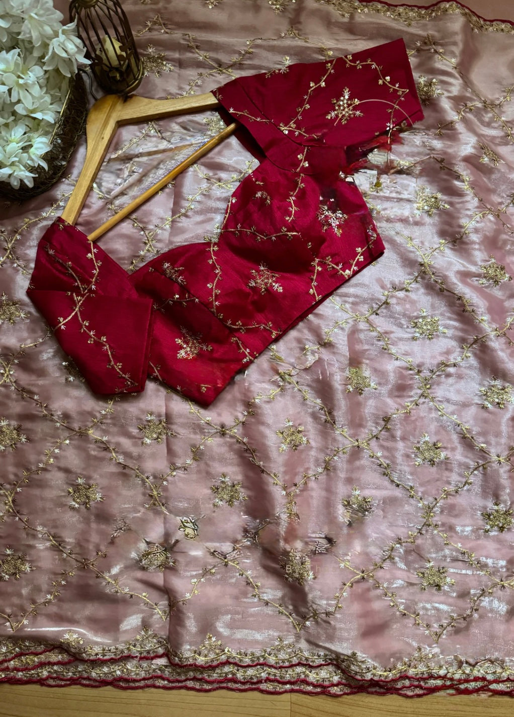 Satin organza saree