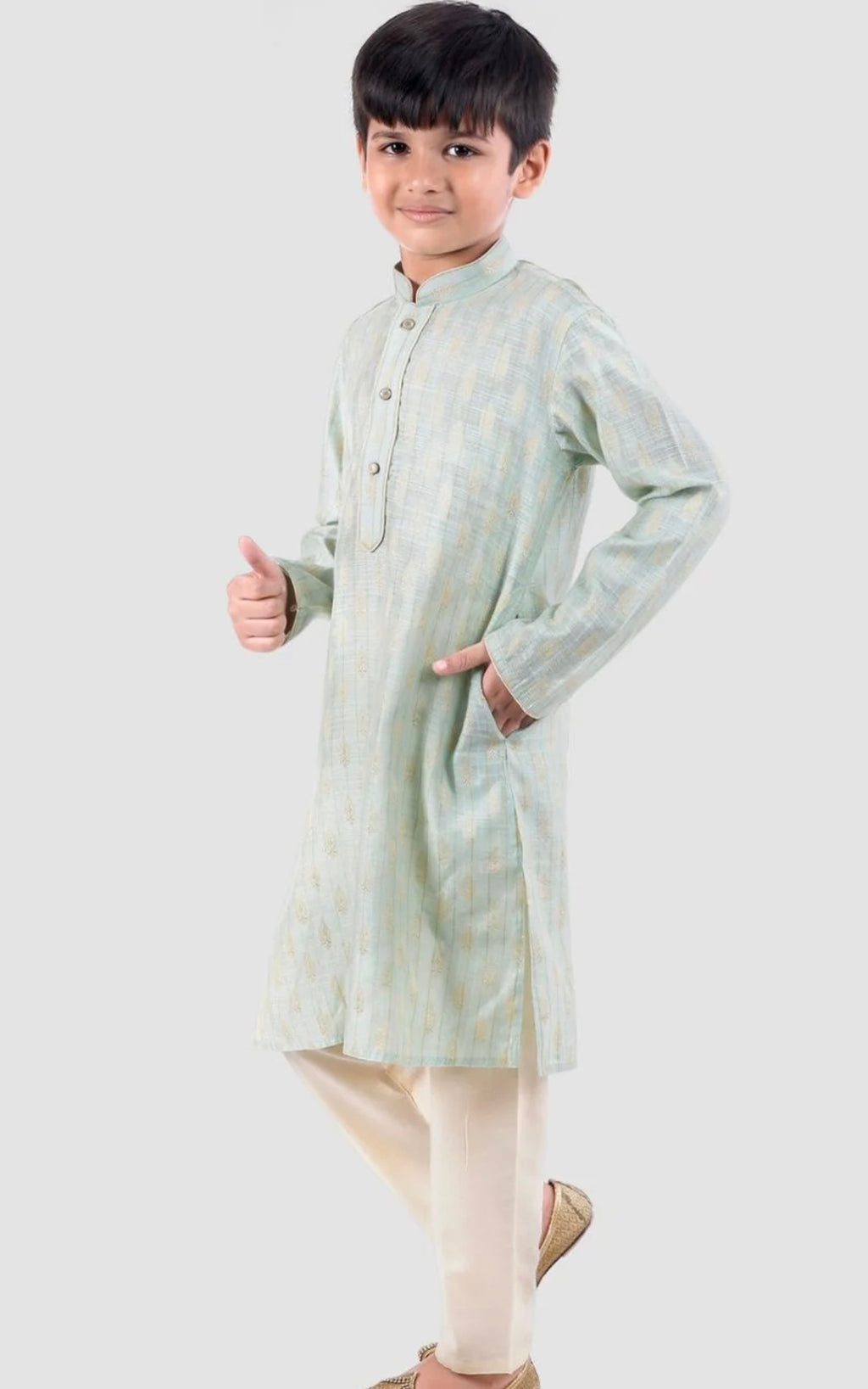 Boys Ethnic Motifs Woven Design Pure Cotton Kurta with Pyjamas