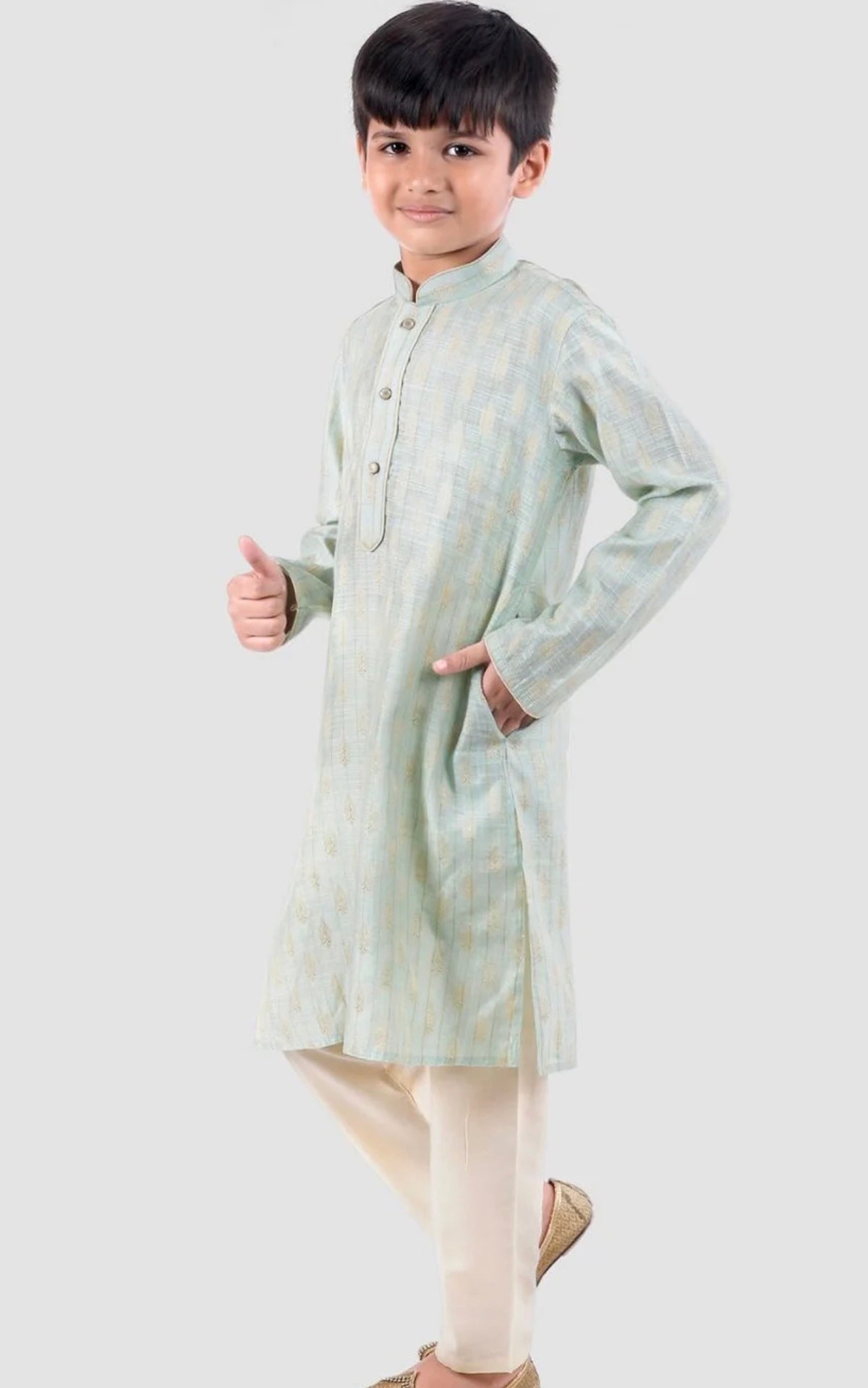 Boys Ethnic Motifs Woven Design Pure Cotton Kurta with Pyjamas