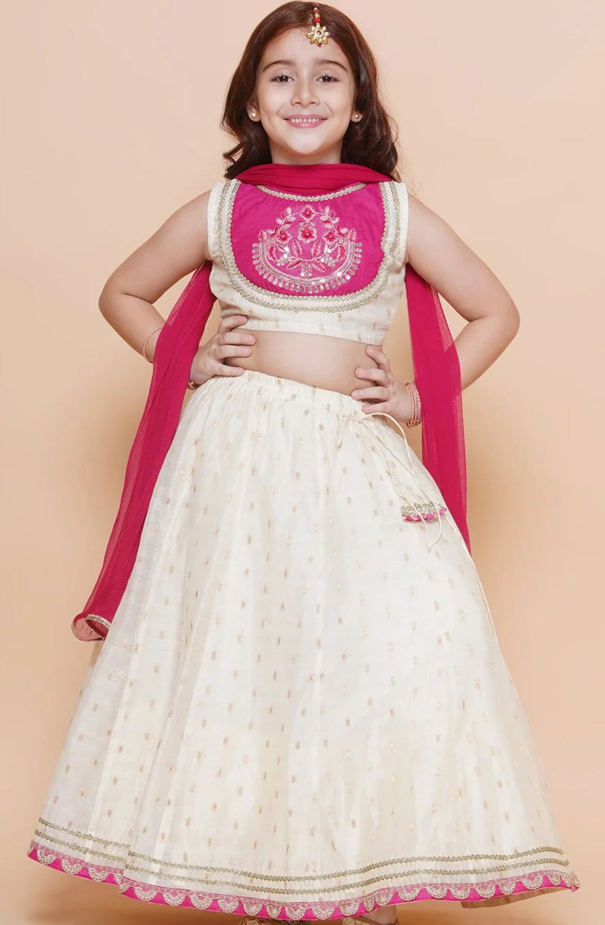 Girls Embroided Ready to Wear Lehenga & Blouse with Dupatta