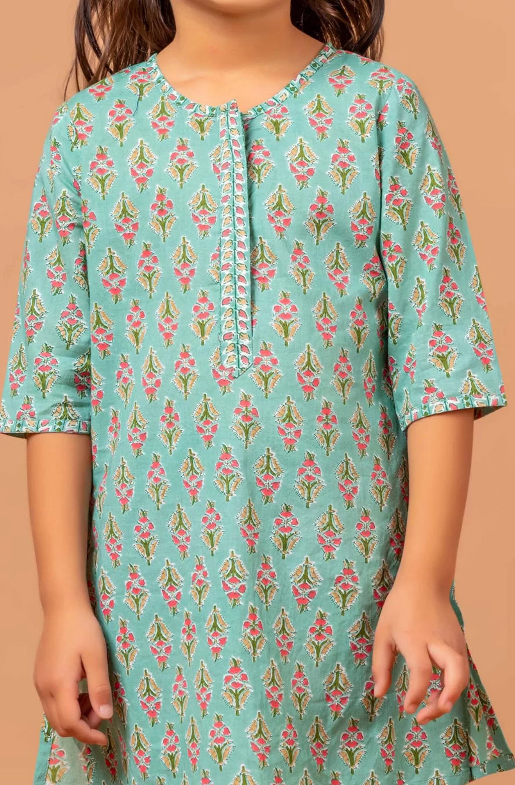 Buti-Printed Pure-Cotton A-Line Kurta With Trouser