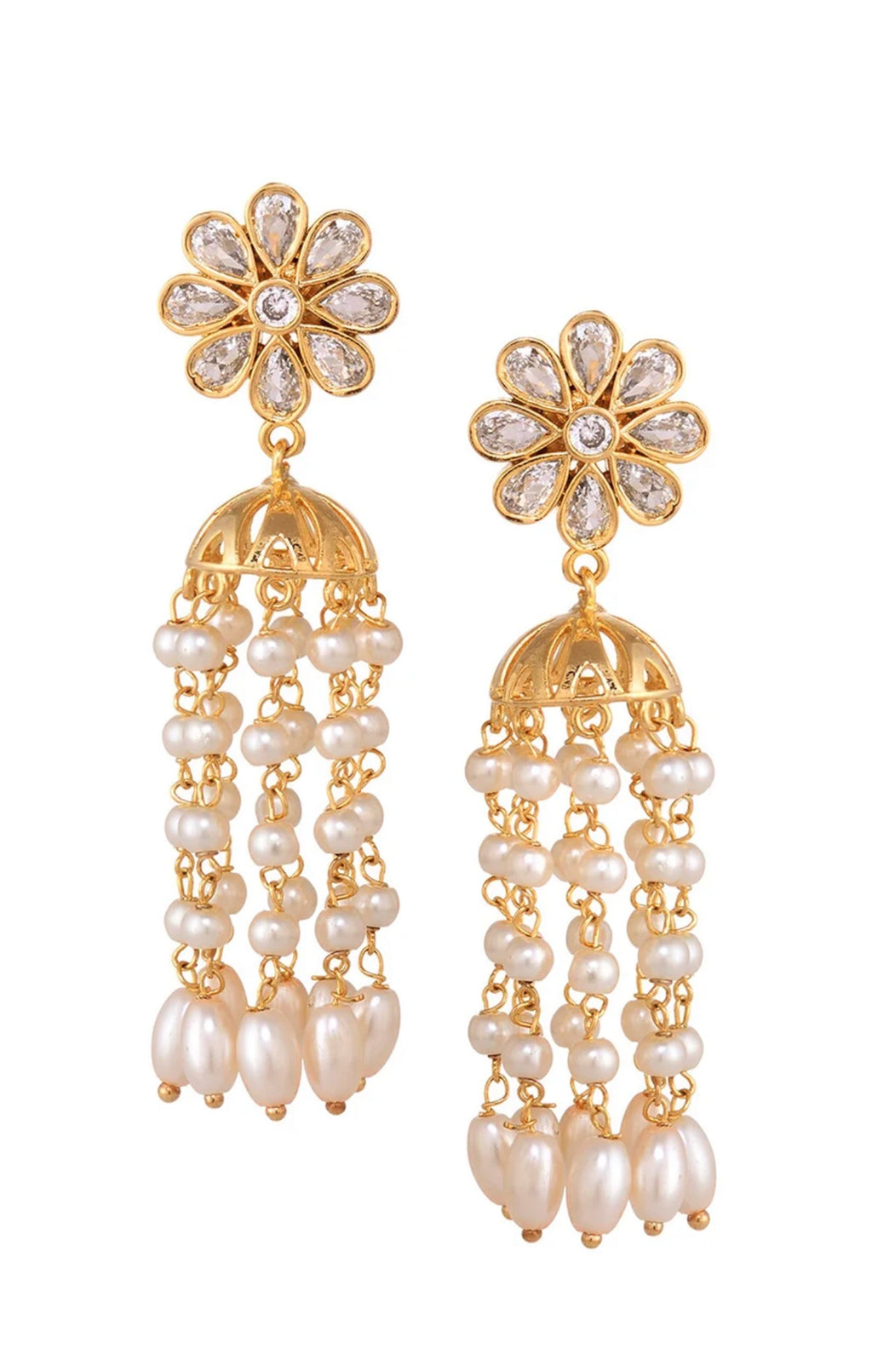 Gold-Toned & White Dome Shaped Drop
Earrings