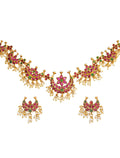 Antique Gold Plated Temple Jewellery Traditional Long Bridal Jewellery Necklace Set