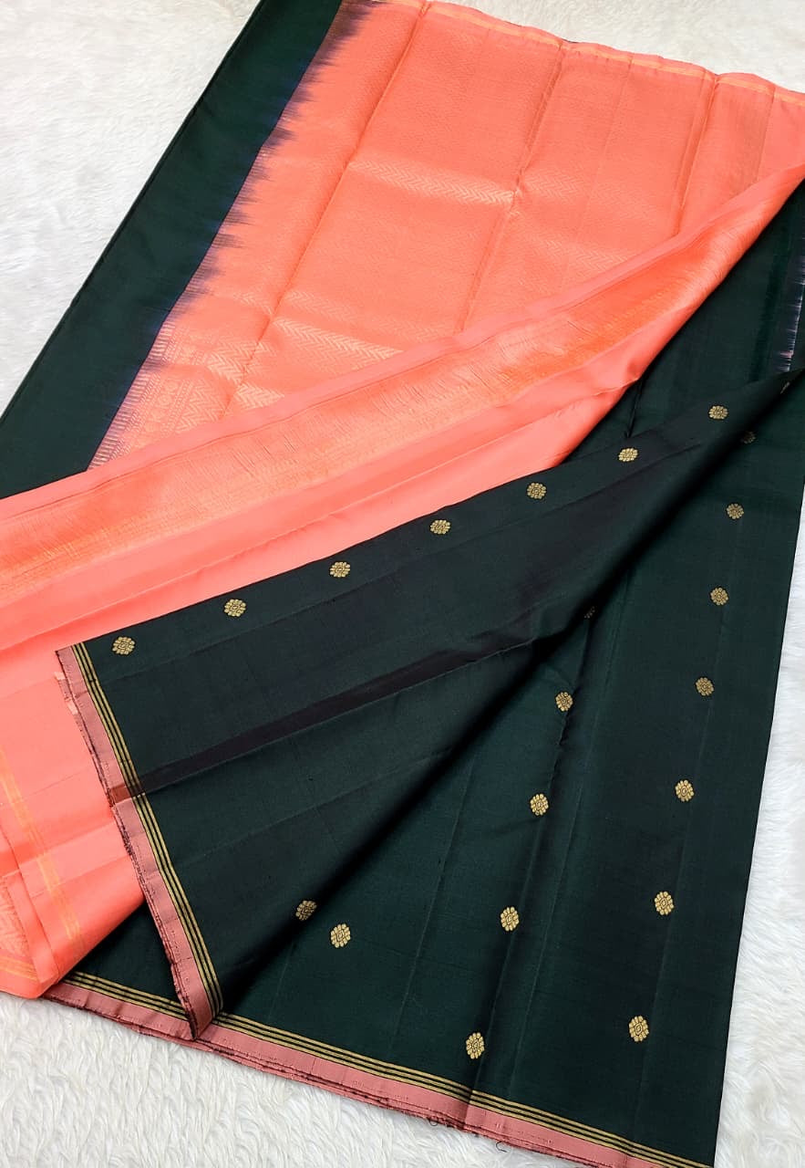 Pure Kanchipuram Handloom All Over Buttas Soft Silk Saree