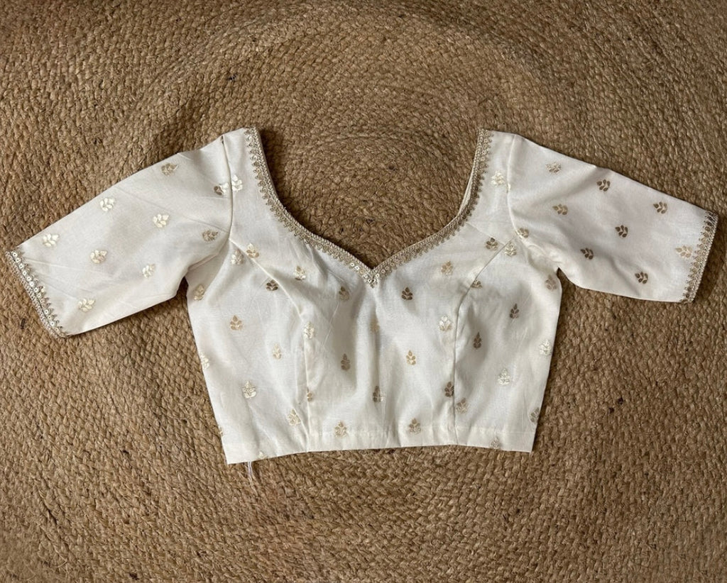 Off white Chanderi saree blouse