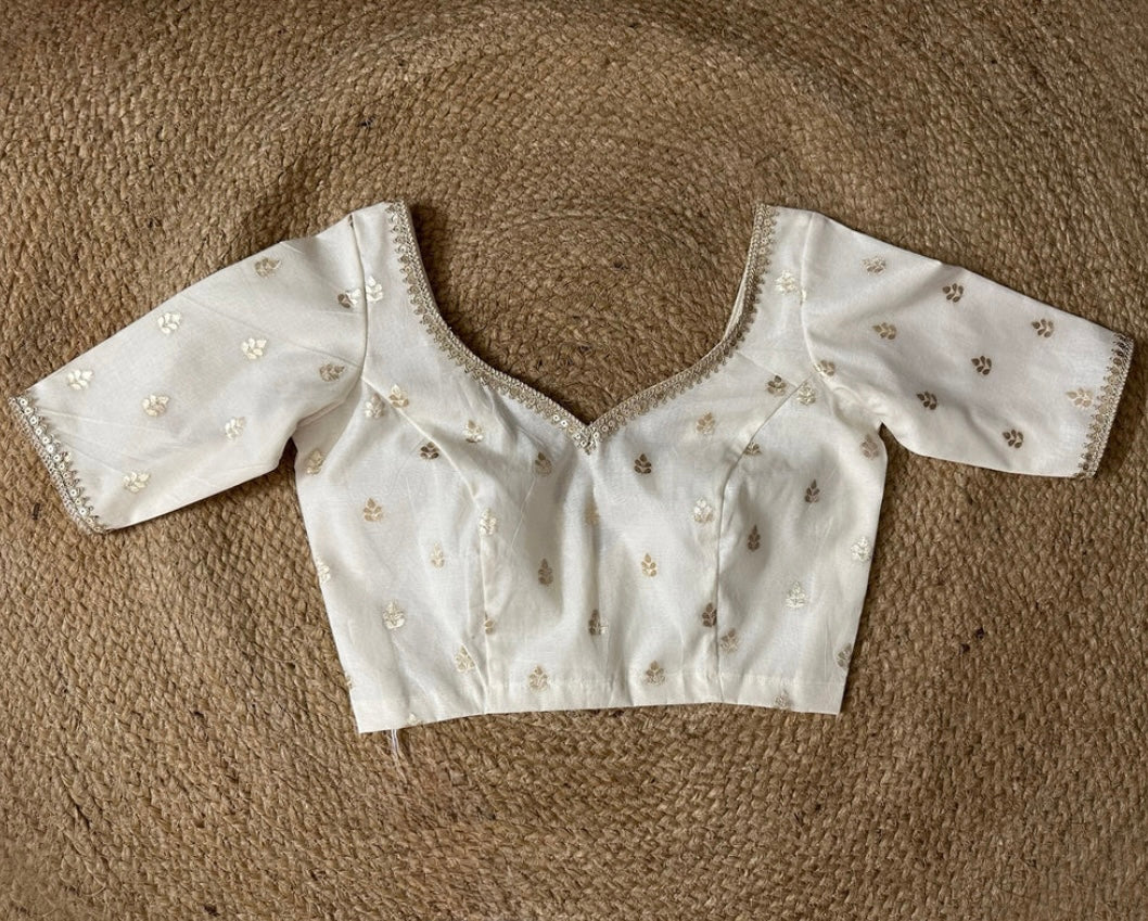 Off white Chanderi saree blouse