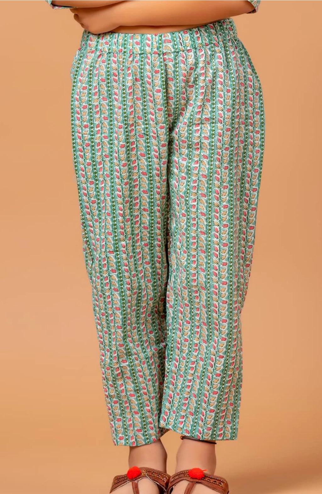 Buti-Printed Pure-Cotton A-Line Kurta With Trouser