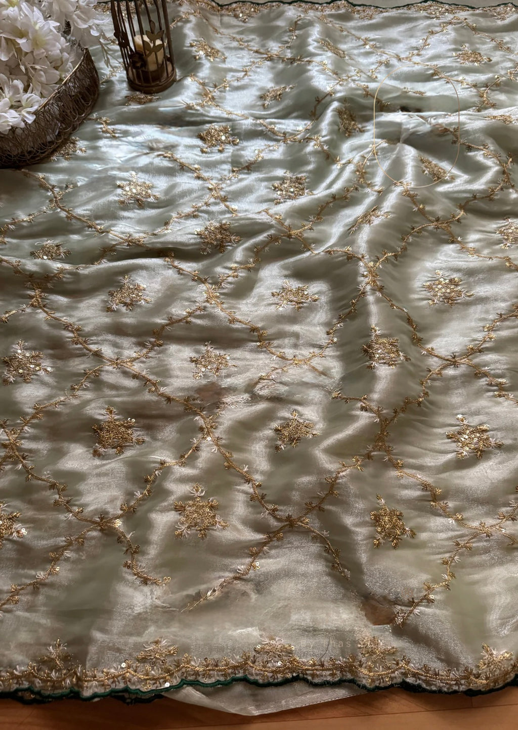 Satin organza saree