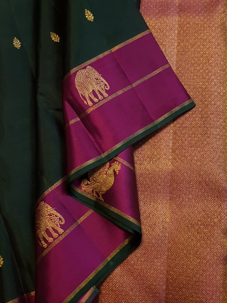 Pure kanchipuram silk sarees handwoven with 2g pure jari vintage collection