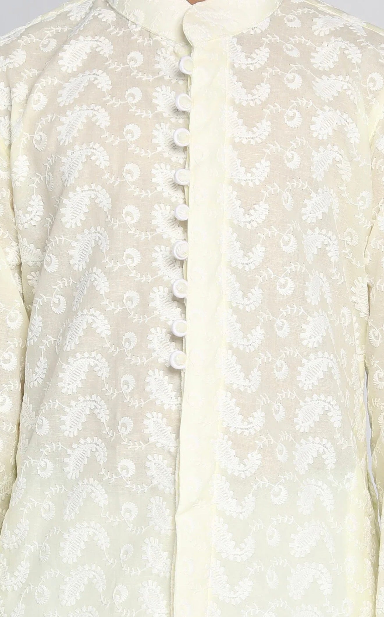 Boys Embroidered Chikankari Pure Cotton Kurta with Pyjamas