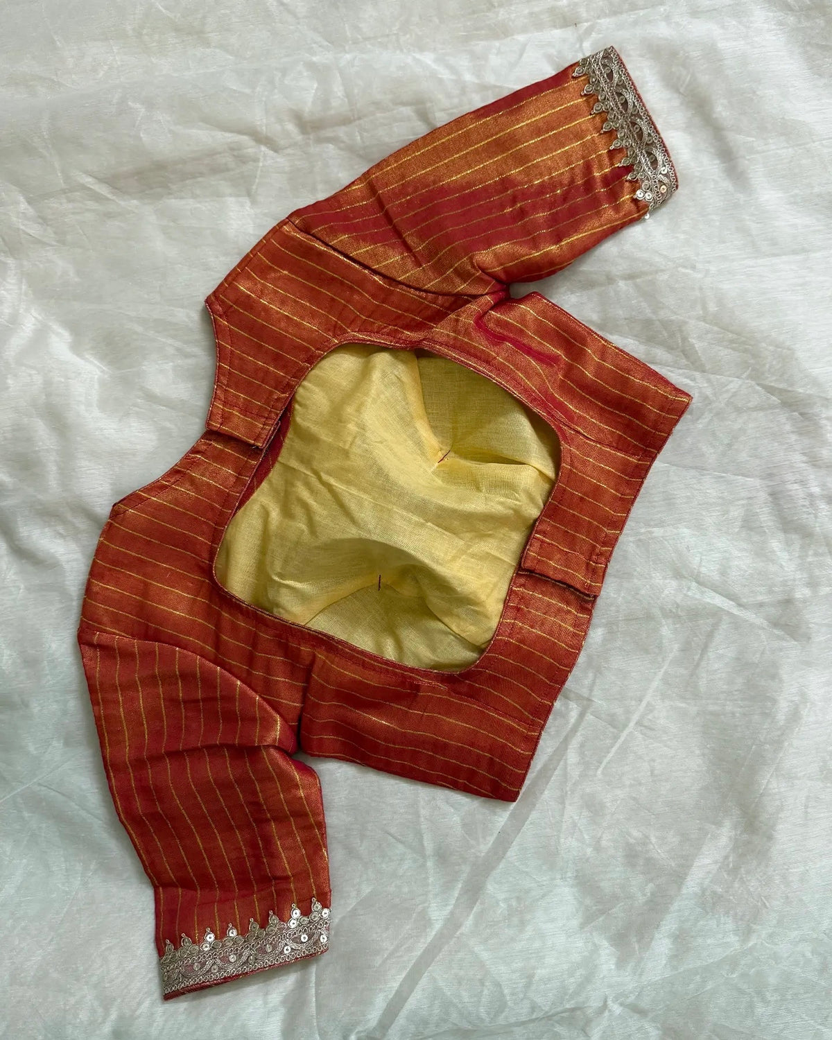 Orange stripes blouse