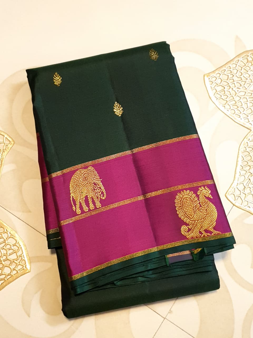 Pure kanchipuram silk sarees handwoven with 2g pure jari vintage collection
