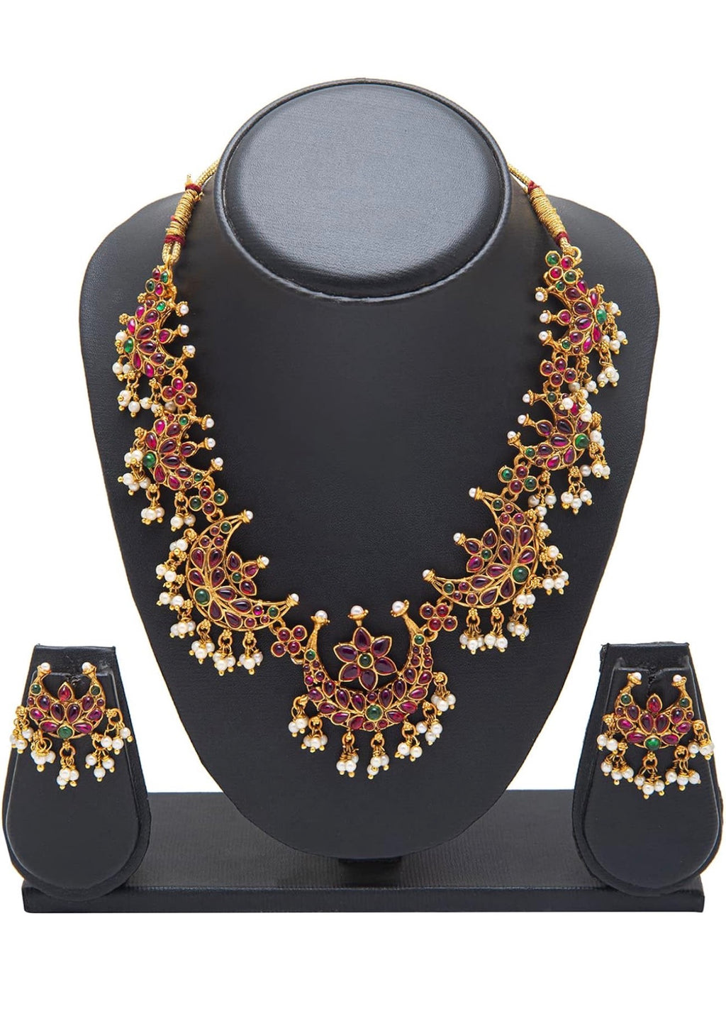 Antique Gold Plated Temple Jewellery Traditional Long Bridal Jewellery Necklace Set