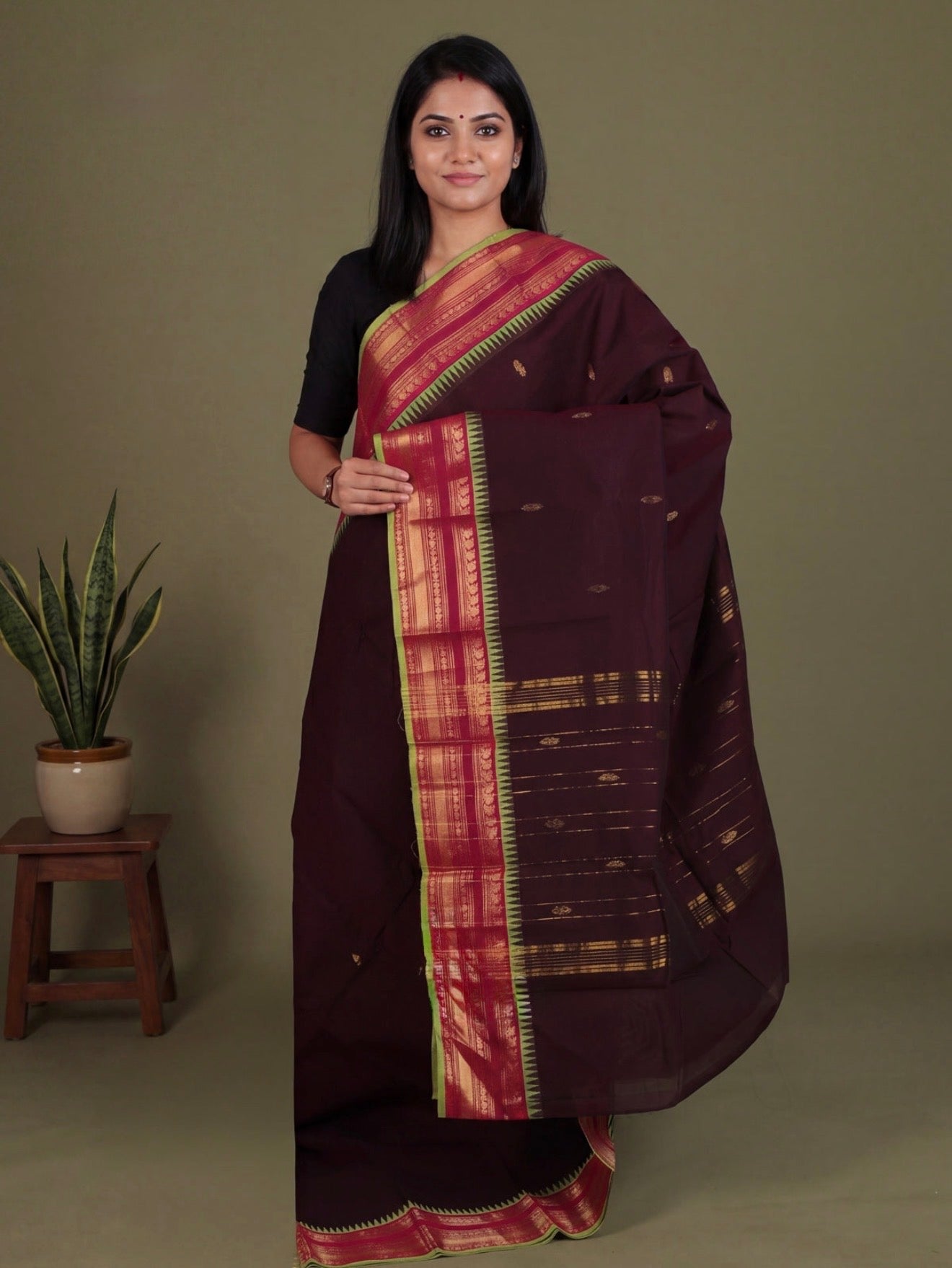 Chettinad Cotton Saree Wine Red