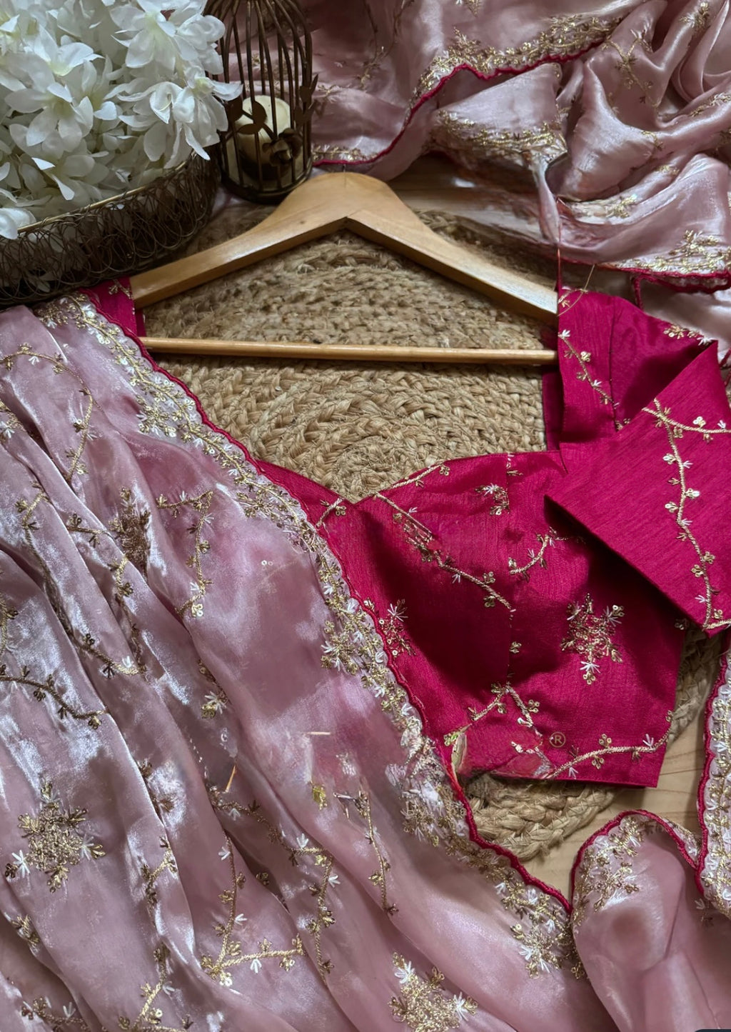 Satin organza saree