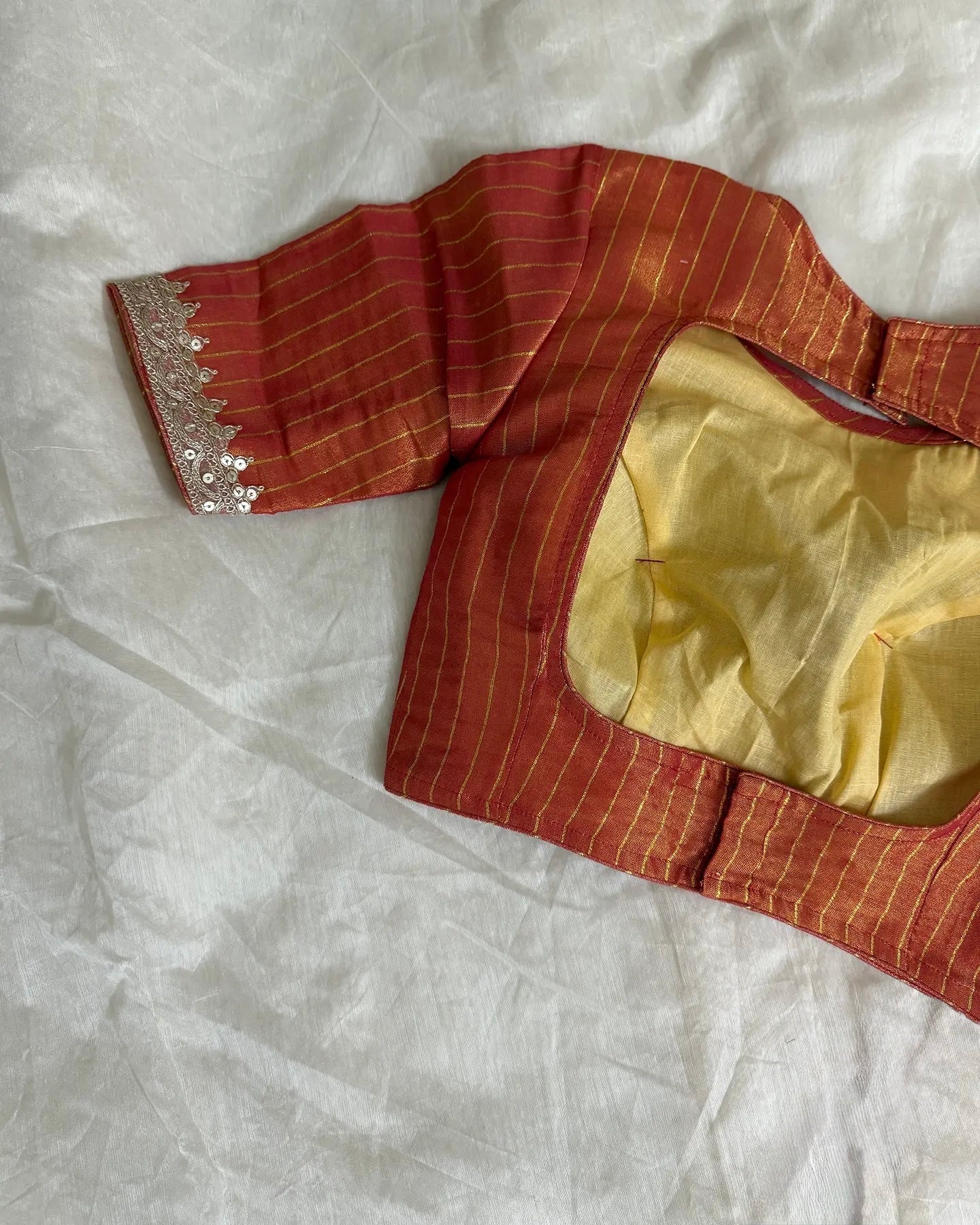 Orange stripes blouse